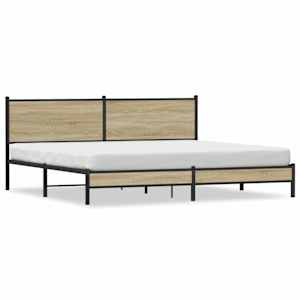 Kovový rám postele bez matrace dub sonoma 200 x 200 cm - obrázek 2