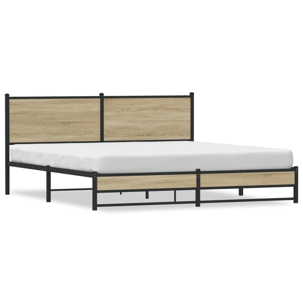 Thumbnail - vidaXL Metallbett ohne Matratze Sonoma-Eiche 183x213 cm
