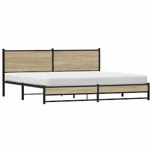 Kovový rám postele bez matrace dub sonoma 200 x 200 cm - obrázek 3