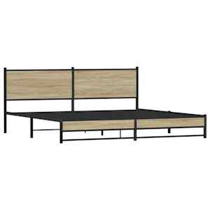 Kovový rám postele bez matrace dub sonoma 200 x 200 cm - obrázek 4