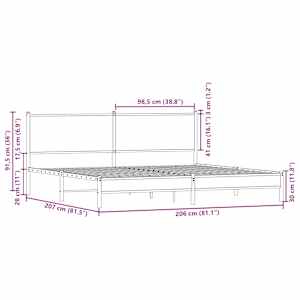 Kovový rám postele bez matrace dub sonoma 200 x 200 cm - obrázek 10