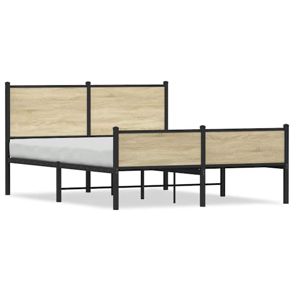 vidaXL metallist voodiraam ilma madratsita Sonoma tamm 150x200 cm