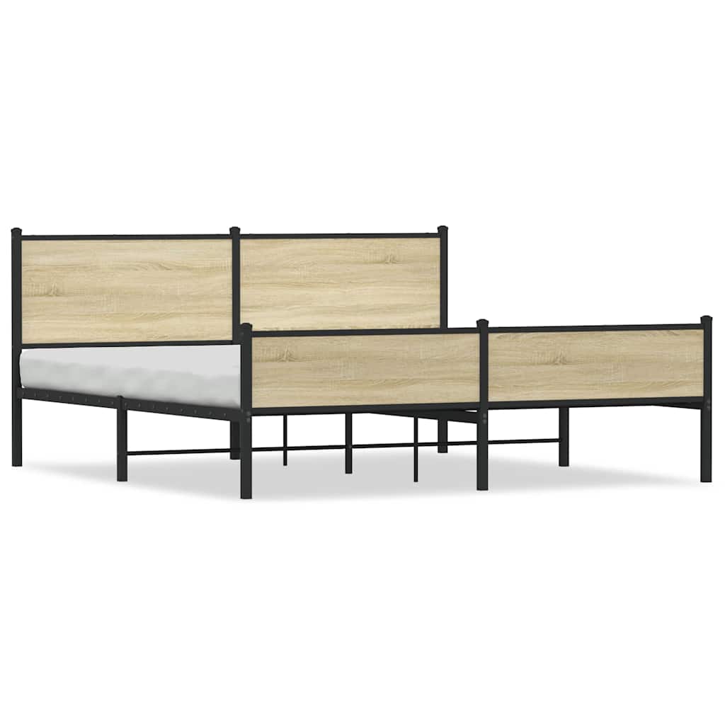 Thumbnail - vidaXL Metallbett ohne Matratze Sonoma-Eiche 180x200 cm