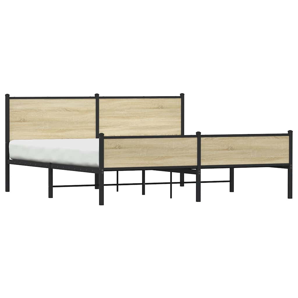 vidaXL Bedframe zonder matras metaal sonoma eikenkleurig 183x213 cm afbeelding