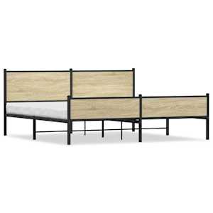 Kovový rám postele bez matrace dub sonoma 193 x 203 cm - obrázek 2