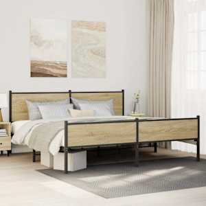 Kovový rám postele bez matrace dub sonoma 193 x 203 cm - obrázek 1