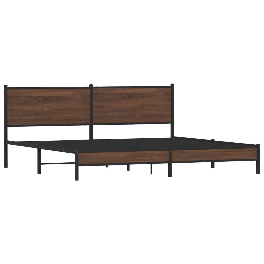 vidaXL Bedframe zonder matras metaal bruin eikenkleur 193x203 cm afbeelding