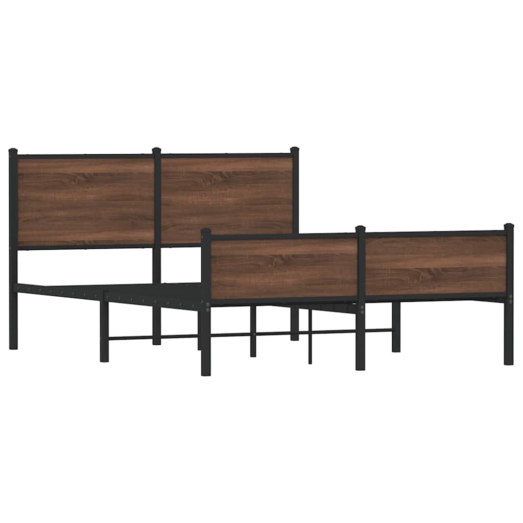 vidaXL Bedframe zonder matras metaal bruin eikenkleurig 150x200 cm afbeelding
