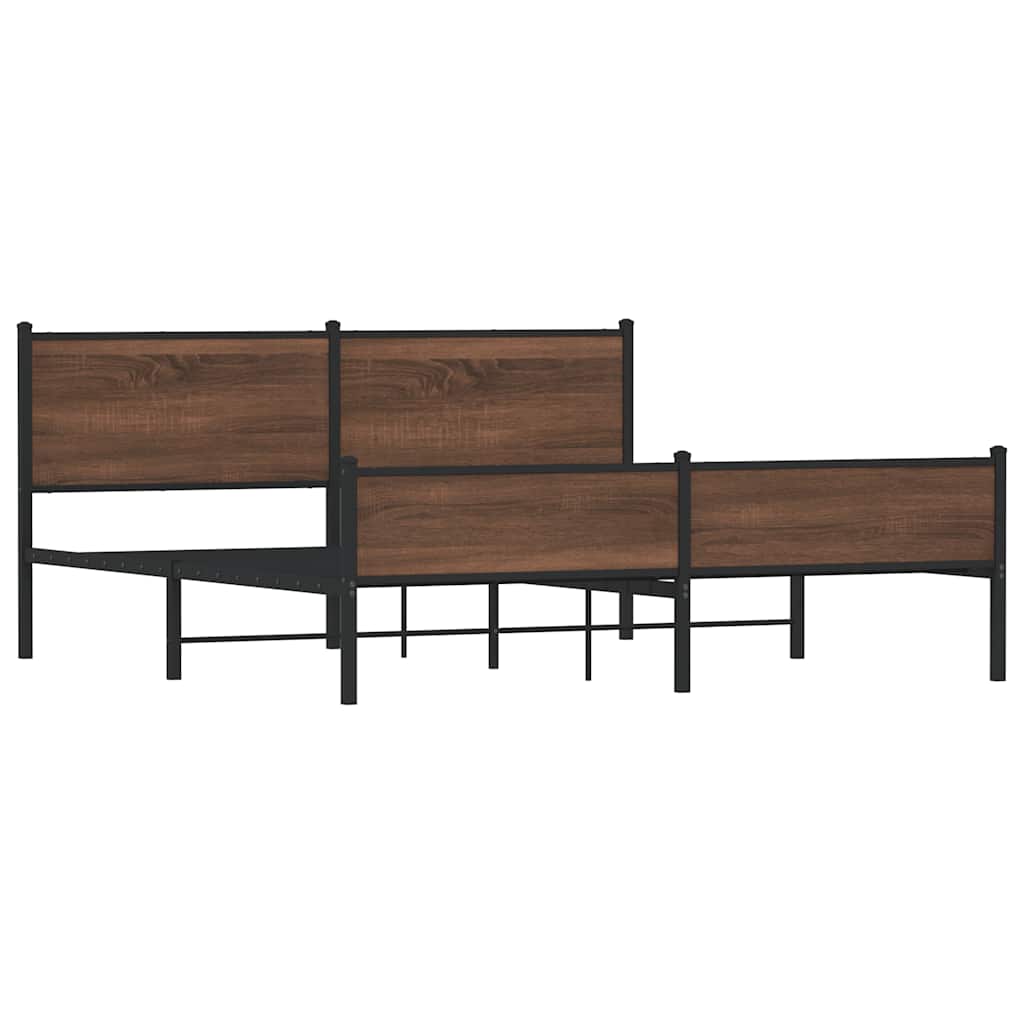 vidaXL Bedframe zonder matras metaal bruin eikenkleur 183x213 cm afbeelding