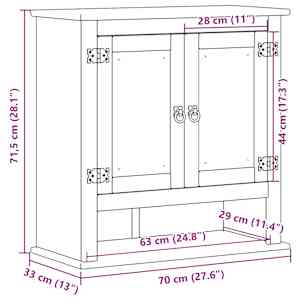 Koupelnová nástěnná skříňka Corona 70x33x71,5 cm masiv borovice - obrázek 10