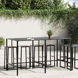 Barska miza črna 200x100x110 cm prašno barvano jeklo