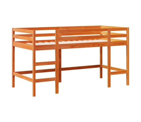 vidaXL Kinderhochbett mit Leiter Wachsbraun 90x200cm Massivholz Kiefer