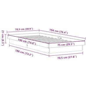Rám postele s LED voskově hnědý 75 x 190 cm masivní borovice - obrázek 15