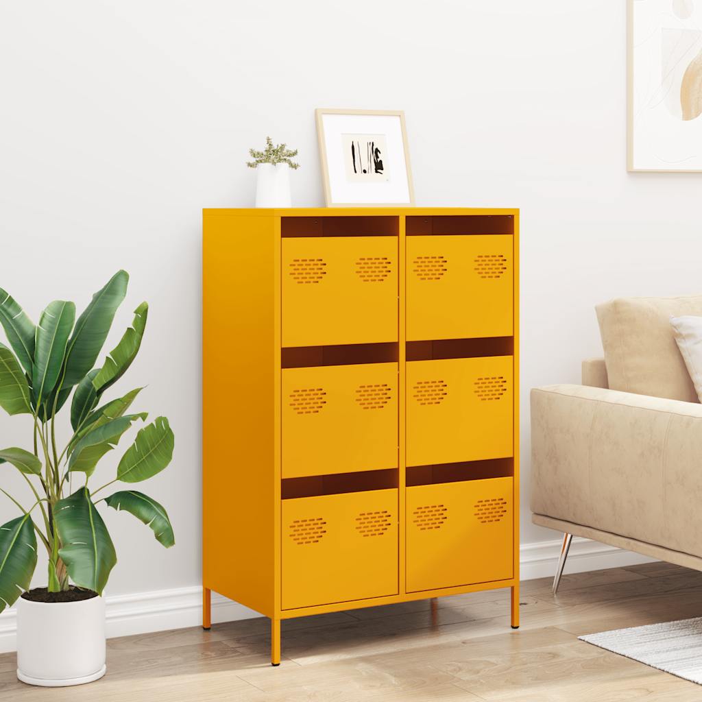 Thumbnail - vidaXL Highboard Senfgelb 68x39x101,5 cm Stahl