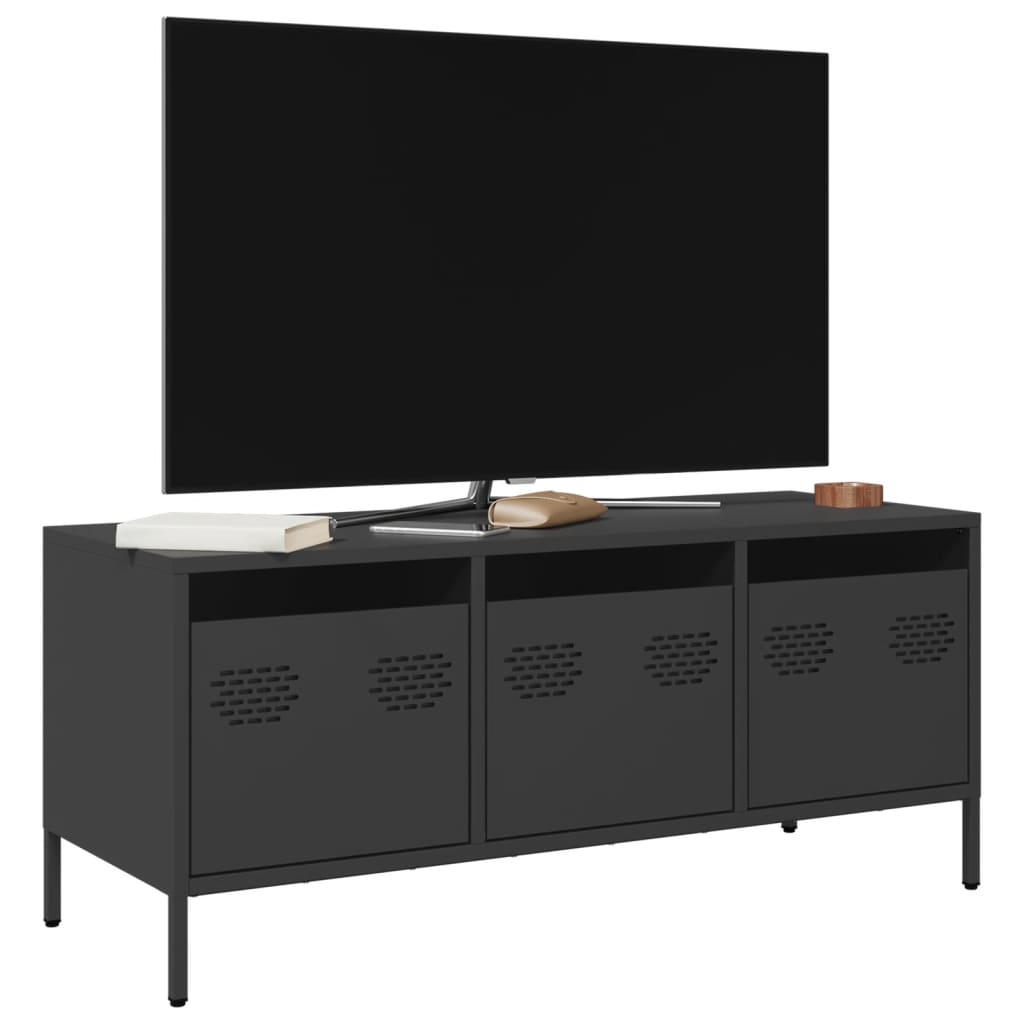 vidaXL Dulap TV, negru, 101,5x39x43,5 cm, oțel laminat la rece