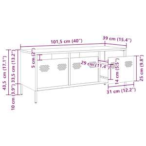 TV skříňka růžová 101,5x39x43,5 cm ocel válcovaná za studena - obrázek 12