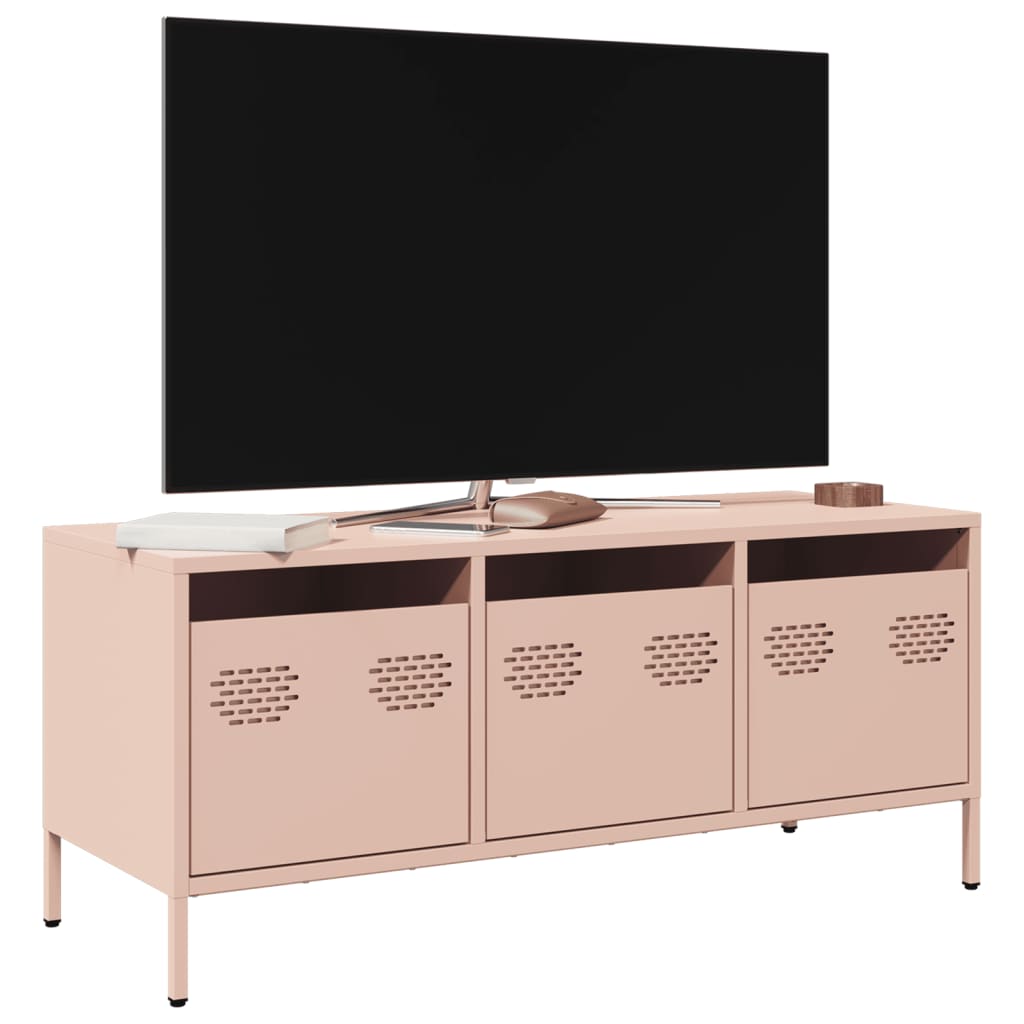 vidaXL Dulap TV, roz, 101,5x39x43,5 cm, oțel laminat la rece