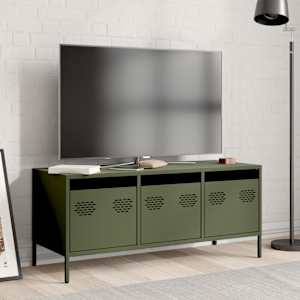 TV skříňka olivově zelená 101,5 x 39 x 43,5 cm ocel - obrázek 3