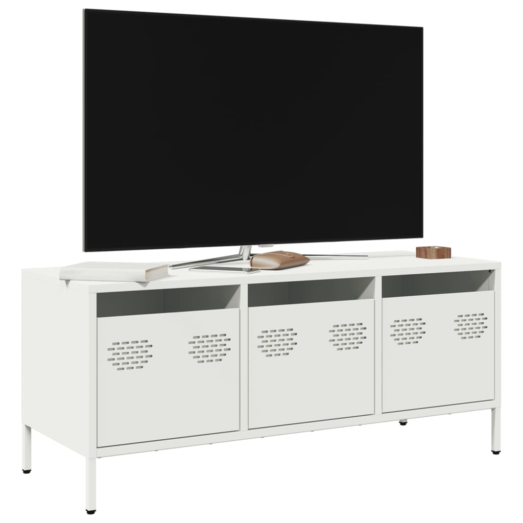 vidaXL Dulap TV, alb, 101,5x39x43,5 cm, oțel laminat la rece