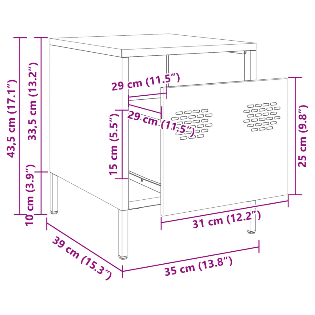 naktsskapītis, antracītpelēks, 35x39x43,5 cm, tērauds