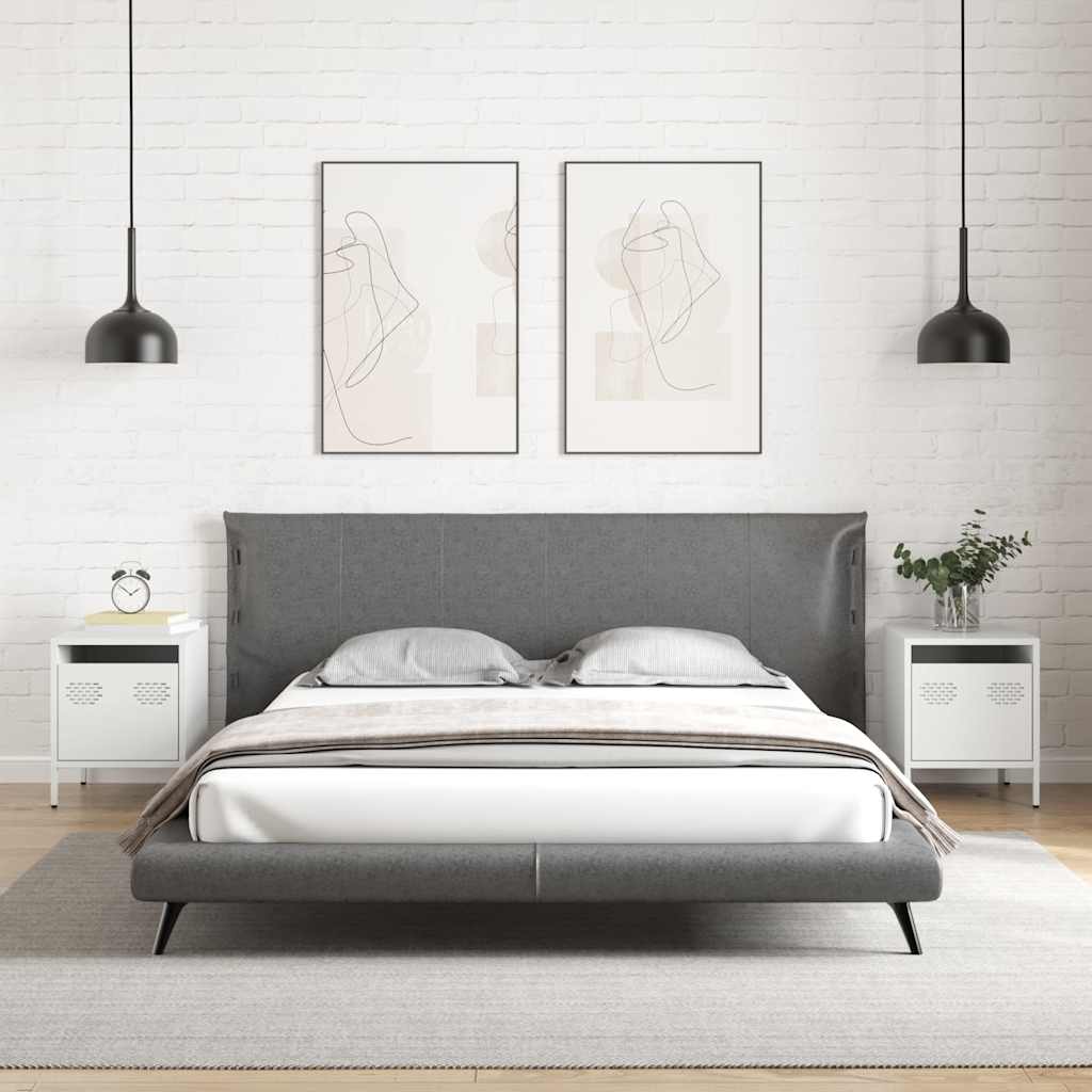 vidaXL Nachtkastjes 2 st 35x39x43,5 cm staal wit afbeelding