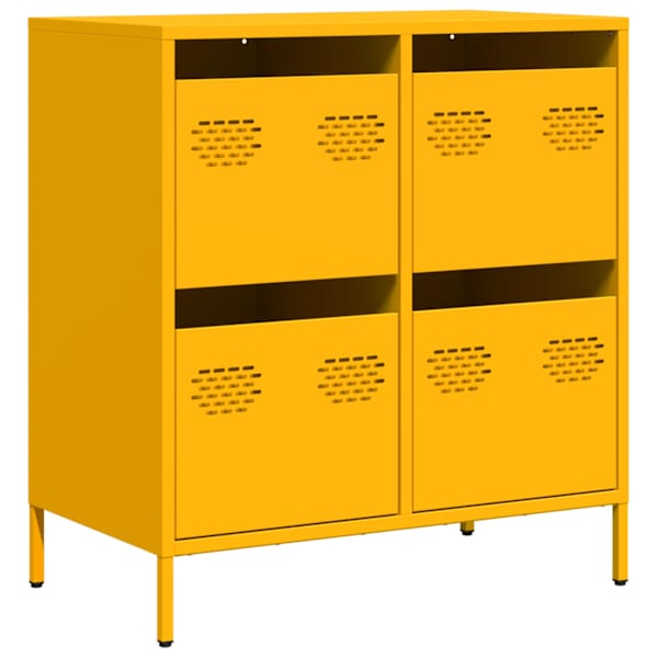 vidaXL puhvetkapp sinepikollane 68x39x73,5 cm k&uuml;lmvaltsitud teras