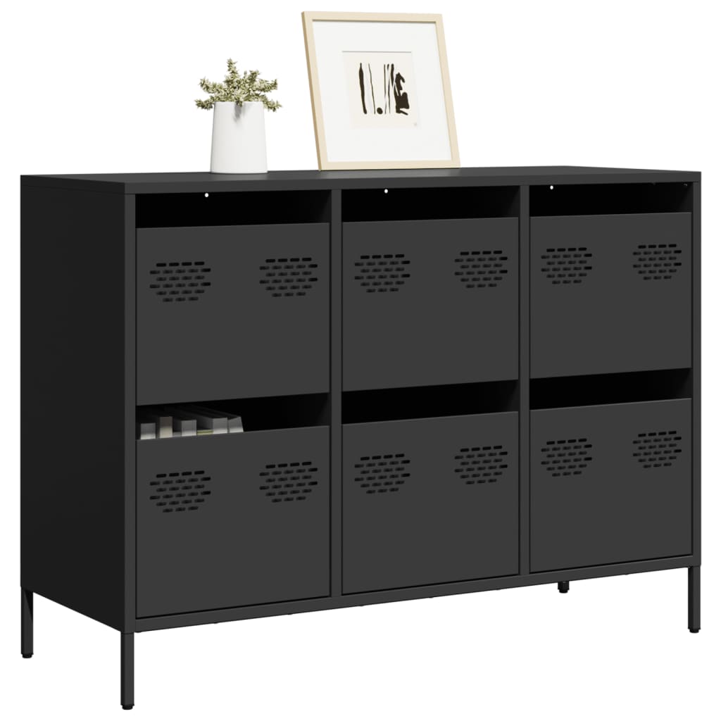 vidaXL Sideboard Schwarz 101,5x39x73,5 cm Kaltgewalzter Stahl