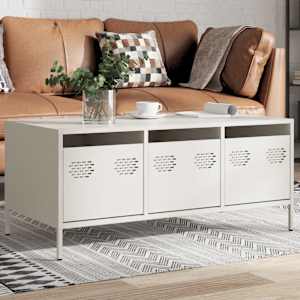 Klubska mizica bela 101,5x50x43,5 cm valjano jeklo