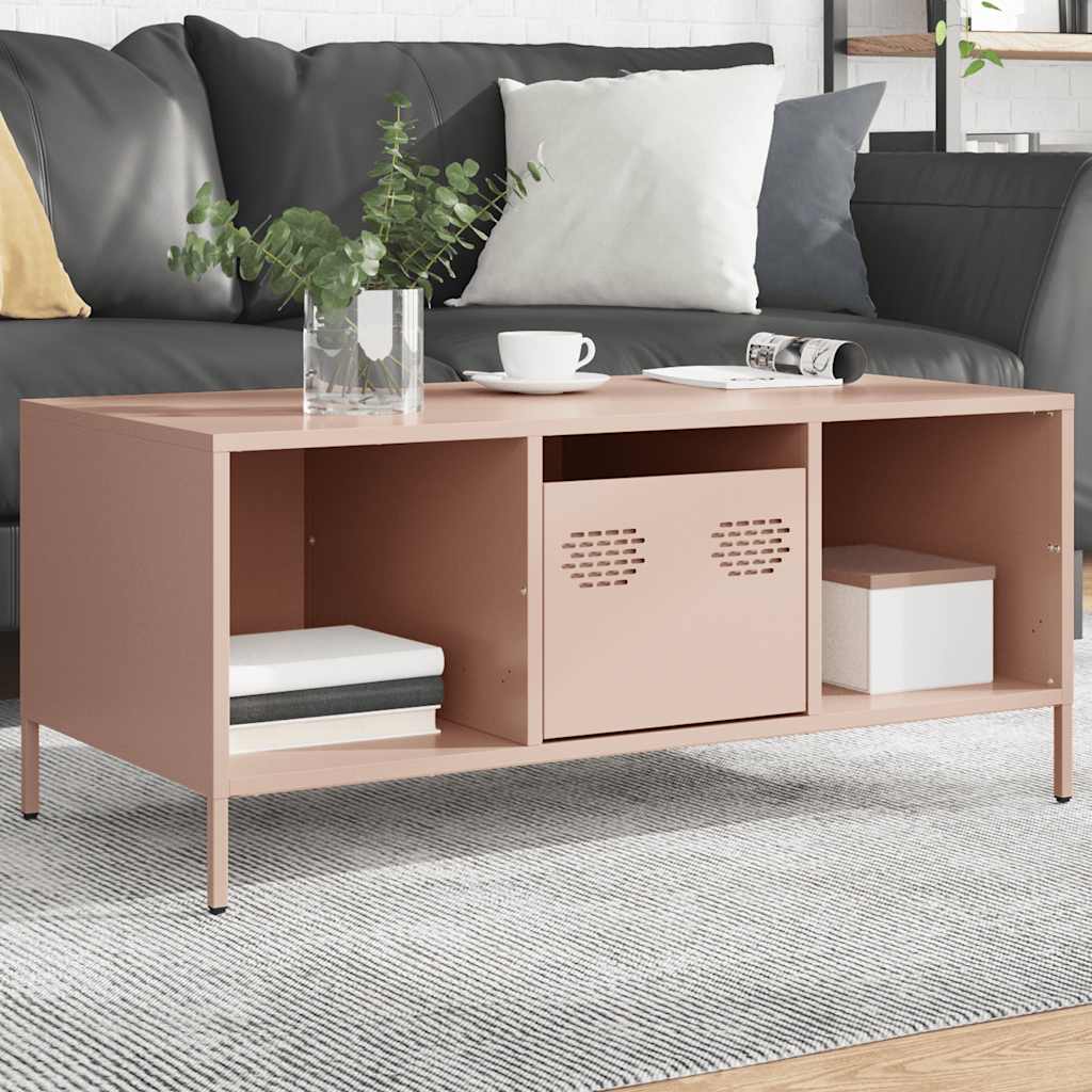 vidaXL Couchtisch Rosa 101,5x50x43,5 cm Kaltgewalzter Stahl