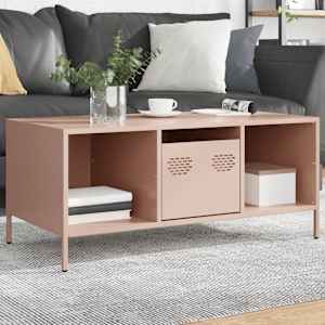 Klubska mizica roza 101,5x50x43,5 cm valjano jeklo