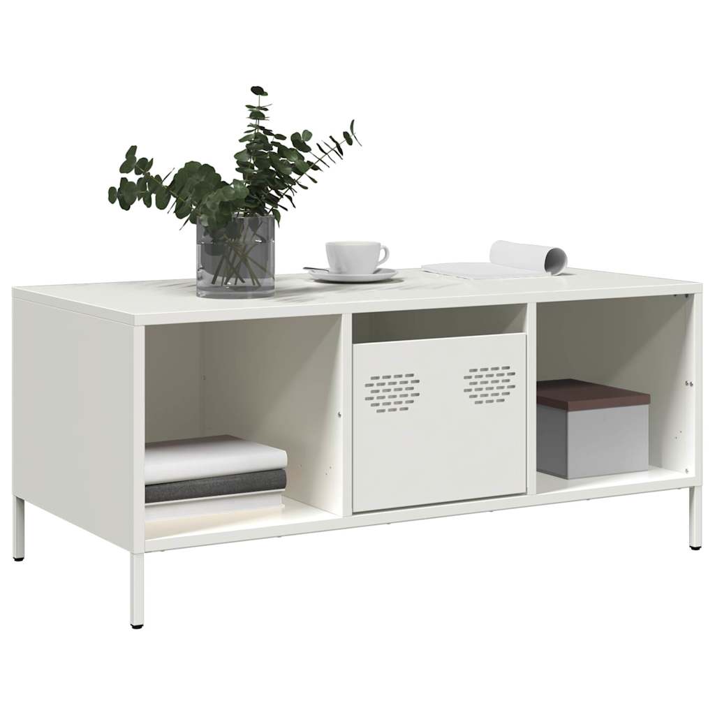 vidaXL Salontafel 101,5x50x43,5 cm koudgewalst staal wit