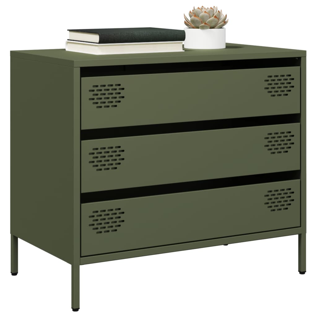 vidaXL Sideboard Olivgrün 68x39x58,5 cm Kaltgewalzter Stahl