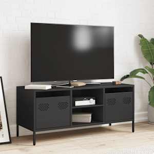 TV skříňka černá 101,5 x 39 x 43,5 cm ocel válcovaná za studena - obrázek 3
