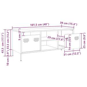 TV skříňka růžová 101,5x39x43,5 cm ocel válcovaná za studena - obrázek 12