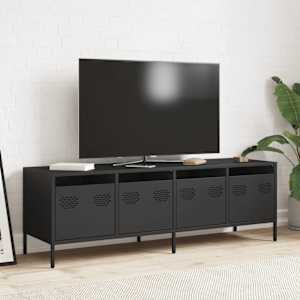 TV skříňka černá 135 x 39 x 43,5 cm ocel válcovaná za studena - obrázek 3