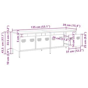 TV skříňka černá 135 x 39 x 43,5 cm ocel válcovaná za studena - obrázek 12