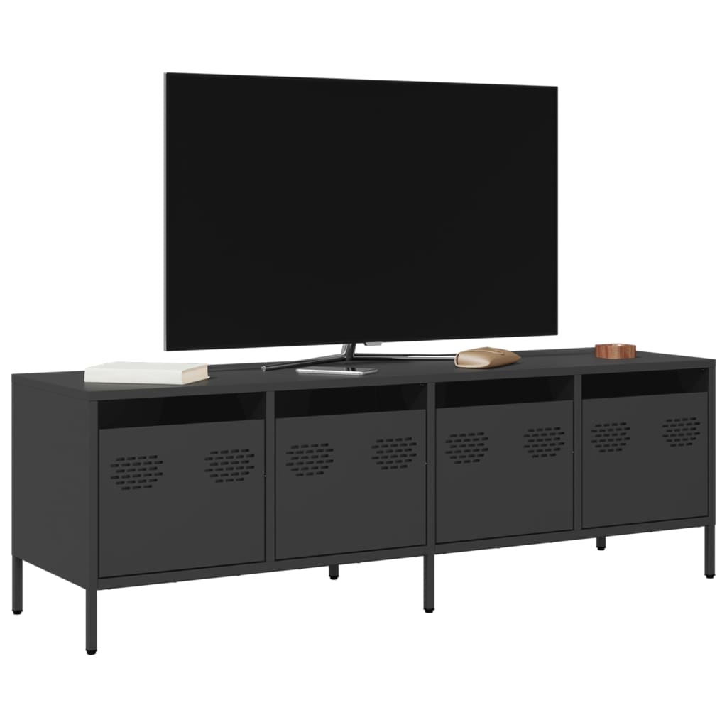 vidaXL Dulap TV, negru, 135x39x43,5 cm, oțel laminat la rece