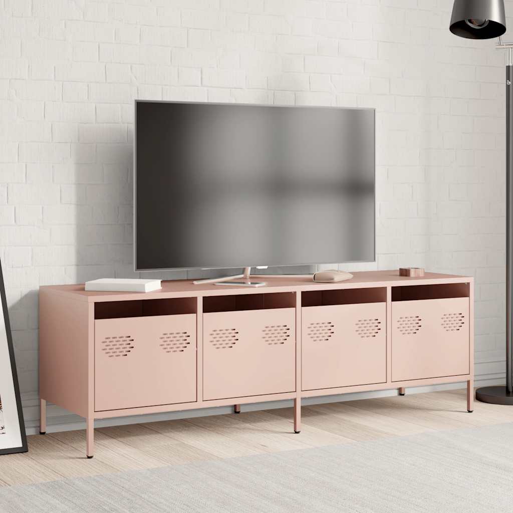 vidaXL rózsaszín hidegen hengerelt acél TV-szekrény 135x39x43,5 cm