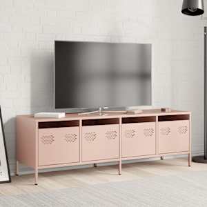 TV skříňka růžová 135 x 39 x 43,5 cm ocel válcovaná za studena - obrázek 3