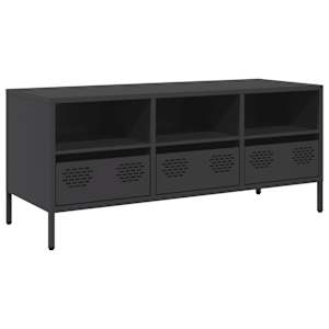 TV skříňka černá 101,5 x 39 x 43,5 cm ocel válcovaná za studena - obrázek 2