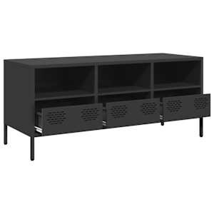 TV skříňka černá 101,5 x 39 x 43,5 cm ocel válcovaná za studena - obrázek 5