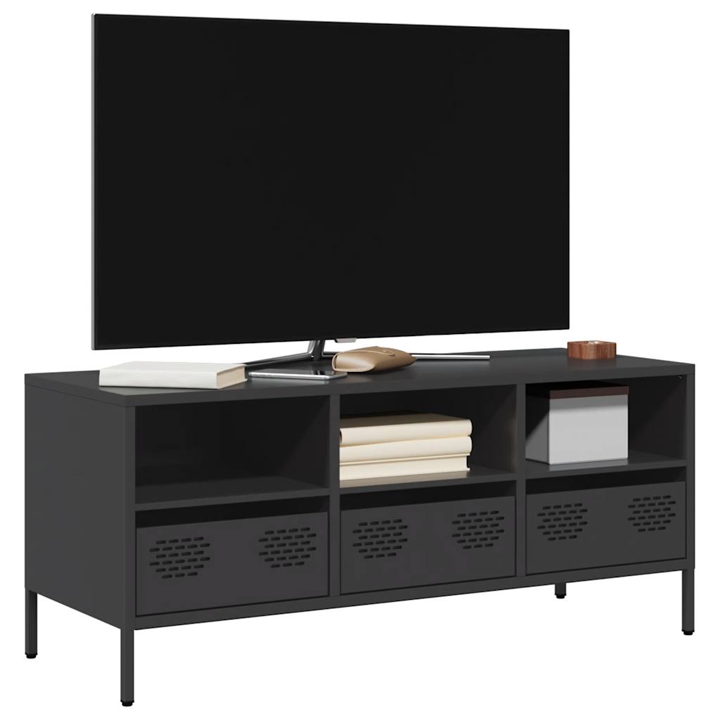 TV-Schrank Schwarz 101,5x39x43,5 cm Kaltgewalzter Stahl