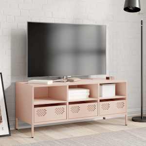 TV skříňka růžová 101,5x39x43,5 cm ocel válcovaná za studena - obrázek 3