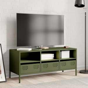 TV skříňka olivově zelená 101,5 x 39 x 43,5 cm ocel - obrázek 3