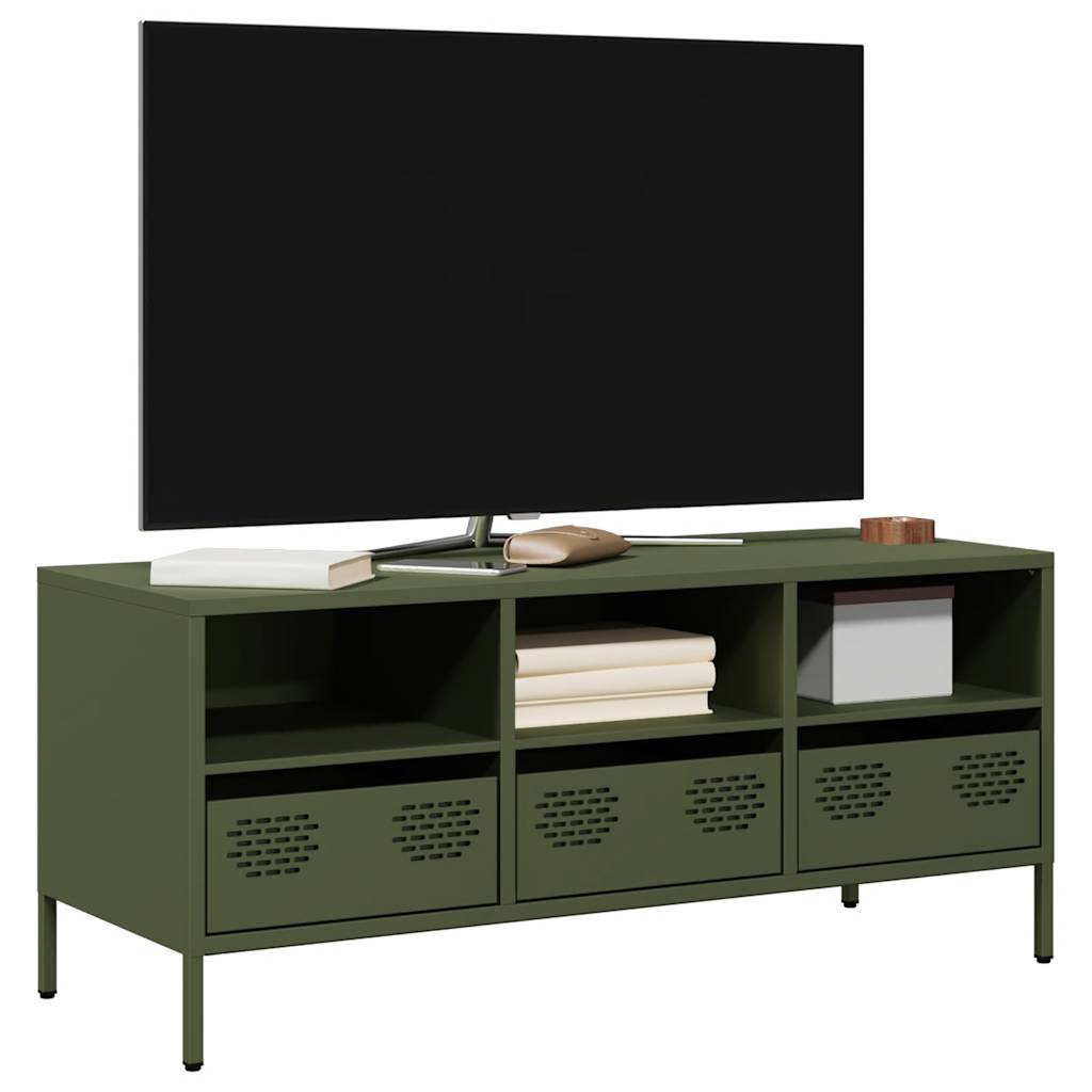 vidaXL Dulap TV, verde măsliniu, 101,5x39x43,5cm, oțel laminat la rece