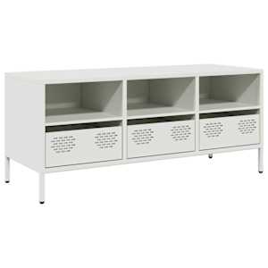 TV skříňka bílá 101,5 x 39 x 43,5 cm ocel válcovaná za studena - obrázek 2