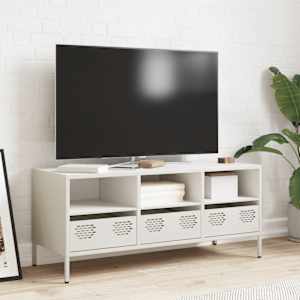 TV skříňka bílá 101,5 x 39 x 43,5 cm ocel válcovaná za studena - obrázek 3