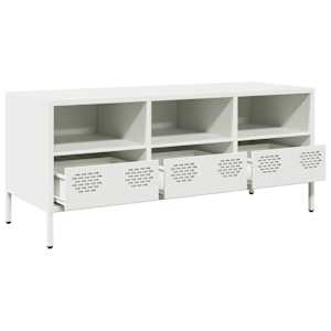 TV skříňka bílá 101,5 x 39 x 43,5 cm ocel válcovaná za studena - obrázek 5