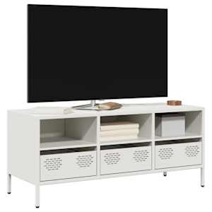TV skříňka bílá 101,5 x 39 x 43,5 cm ocel válcovaná za studena - obrázek 1