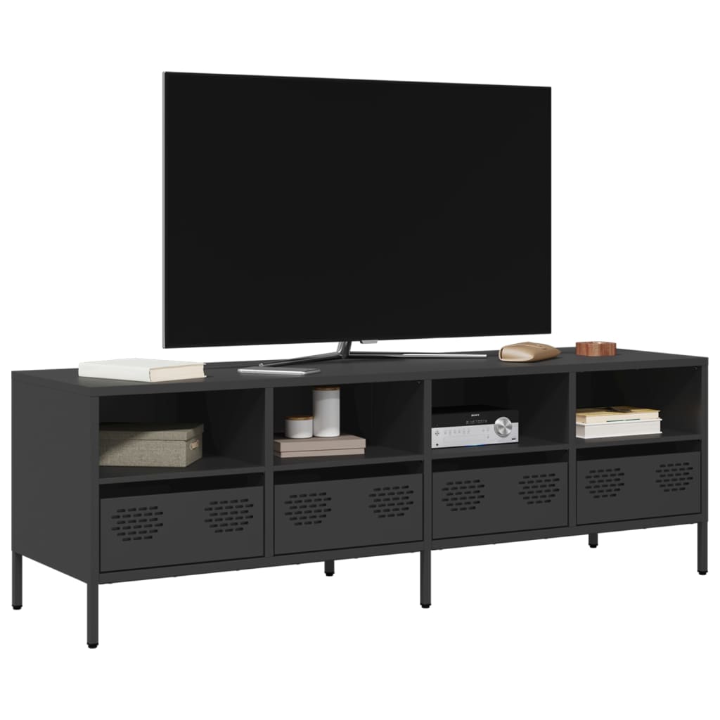 vidaXL Dulap TV, negru, 135x39x43,5 cm, oțel laminat la rece